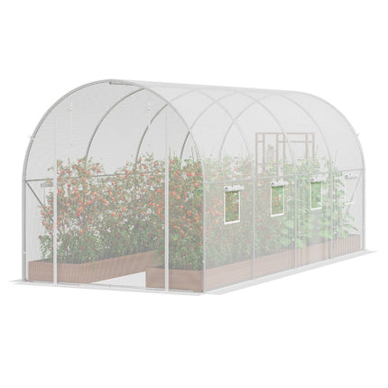 Walk-In Tunnel Greenhouse 14.6x6.4 ft, Galvanized Frame