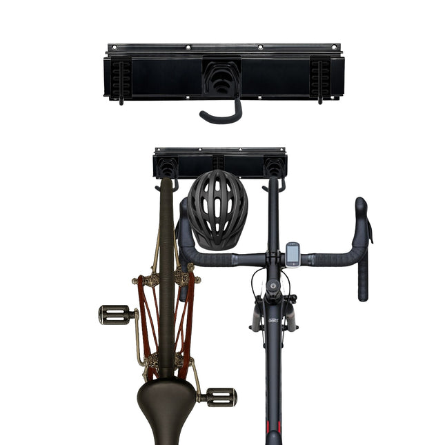 Support mural pour vélos avec rails - Noir, peut contenir plusieurs vélos