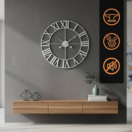 Horloge murale, chiffres romains, diamètre 60 cm