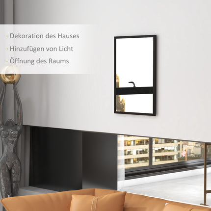 Miroir mural, 50 x 70 cm, cadre en MDF noir, installation facile