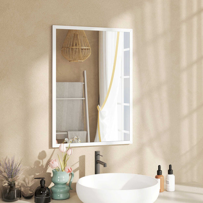Miroir mural 50x70 cm, cadre en MDF, montage facile