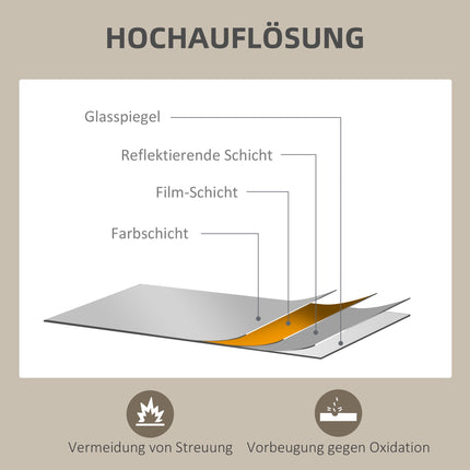 Wandspiegel 50x70 cm, MDF-Rahmen, einfache Montage