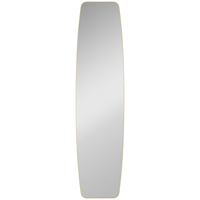 Miroir mural avec cadre en métal doré, 160 x 40 cm