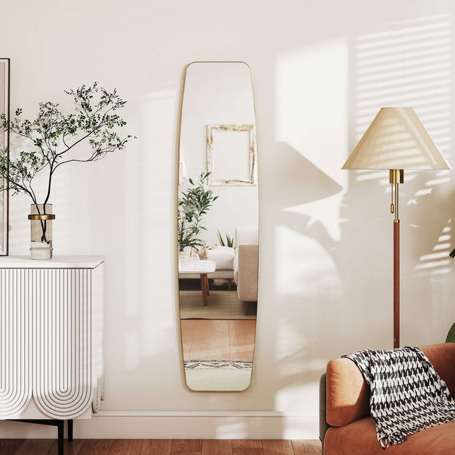 Miroir mural avec cadre en métal doré, 160 x 40 cm