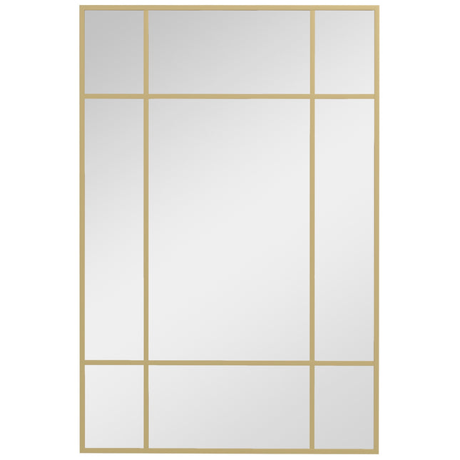 Miroir mural avec cadre en métal doré, 90 x 60 cm