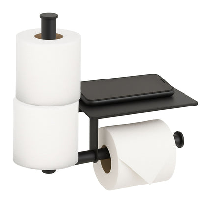 Porte-rouleau de papier toilette mural en métal avec étagère