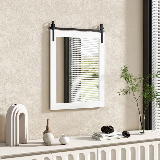 Miroir mural 30 x 22 pouces, cadre en bois blanc