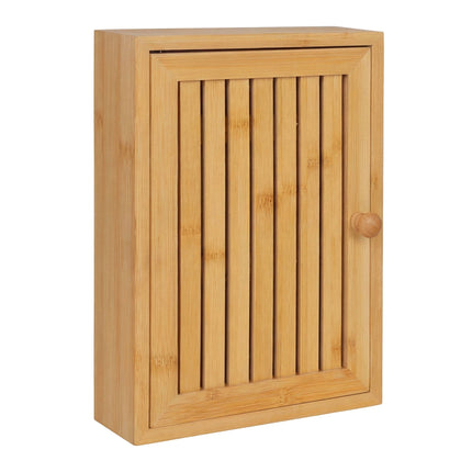Bambus-Schlüsselschrank zur Wandmontage, 8 Haken, Magnettür