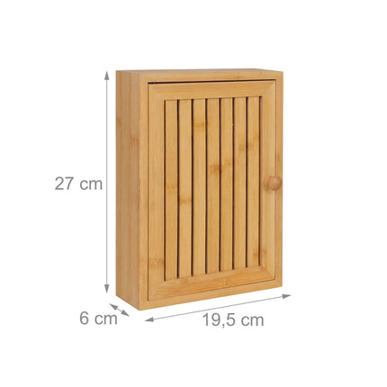 Bambus-Schlüsselschrank zur Wandmontage, 8 Haken, Magnettür