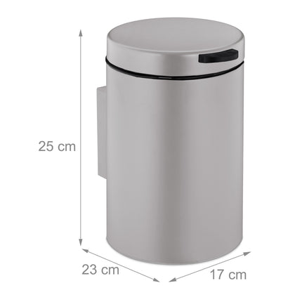 Poubelle de salle de bain murale, 3 L, couvercle à fermeture automatique