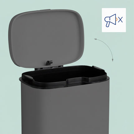 Poubelle de salle de bain murale, 3 L, couvercle à fermeture douce