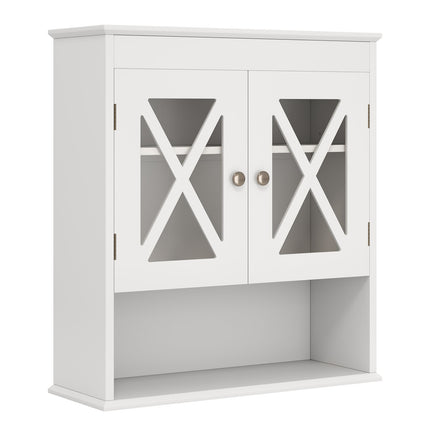 Meuble de salle de bain mural, étagère réglable, MDF blanc