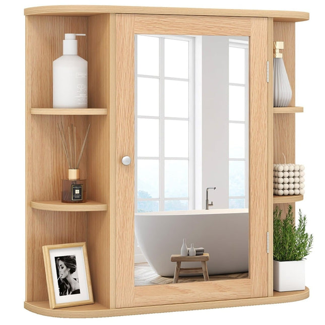 Wandmontierter Badezimmerschrank mit Spiegel, verstellbaren Einlegeböden