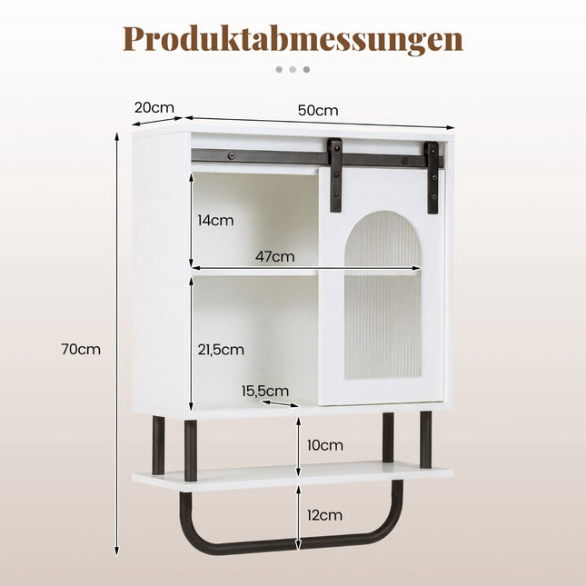 Wandmontierter Badezimmerschrank mit Handtuchhalter, Weiß