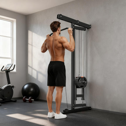Wandmontierte Kabelzugmaschine, Stahl, Schwarz, Heimfitnessgerät