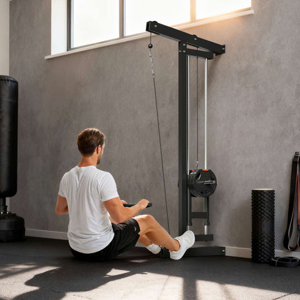 Wandmontierte Kabelzugmaschine, Stahl, Schwarz, Heimfitnessgerät