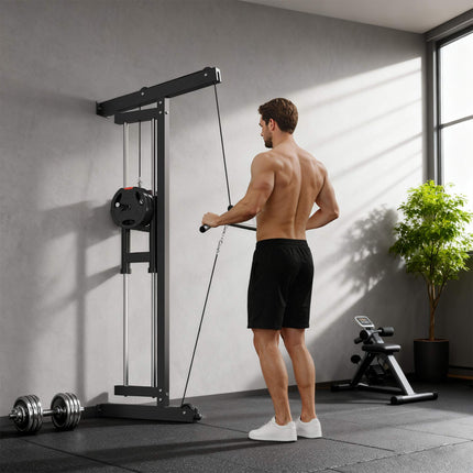 Wandmontierte Kabelzugmaschine, Stahl, Schwarz, Heimfitnessgerät