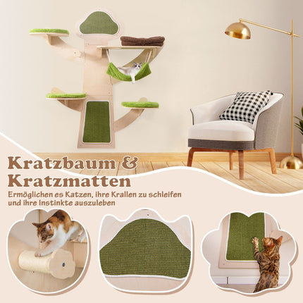 Wandmontierter Katzenbaum mit Hängematte und Kratzbaum