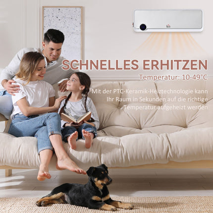 Wandmontierte Keramikheizung, Fernbedienung, Timer, IPX2