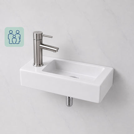 Lavabo mural en céramique, 37 x 18 cm, blanc
