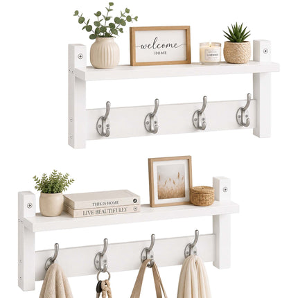 Wandgarderobe-Set, weiß – MDF & Eisen