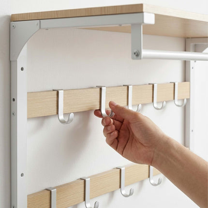 Wandgarderobe mit Ablage, Weißeiche, 65 cm