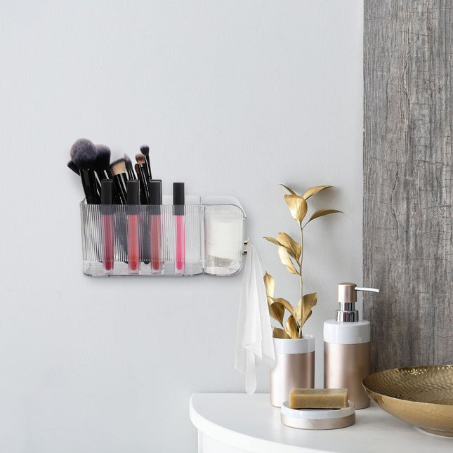 Organisateur de cosmétiques mural avec crochets