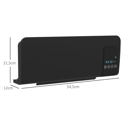 Chauffage électrique mural, noir, 2 modes, minuterie, affichage LED