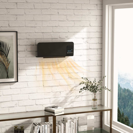 Chauffage électrique mural, noir, 2 modes, minuterie, affichage LED