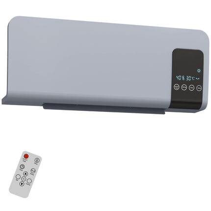 Chauffage électrique mural, gris, 2 modes, minuterie, affichage LED