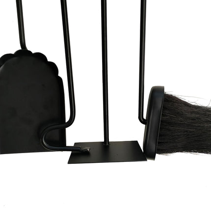 Ensemble d'outils pour cheminée murale, acier et bois, 5 pièces