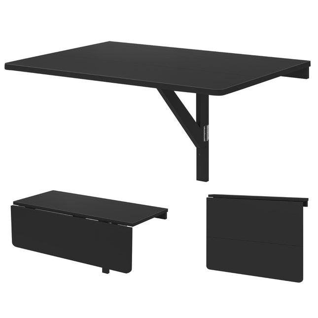 Table pliante murale, gain de place, table de cuisine, table murale pliante, 80x60 cm, noir