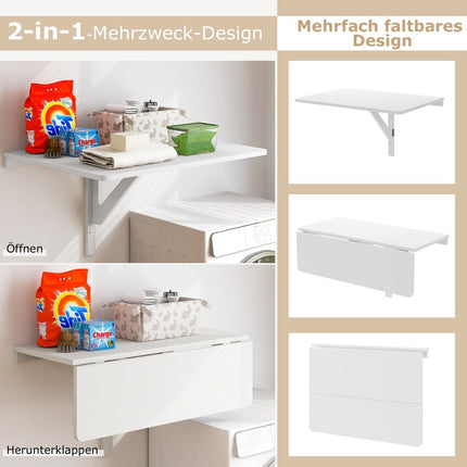Table Pliante Murale Table de Cuisine Gain de Place Table Murale Pliante 80 x 60 cm Blanc