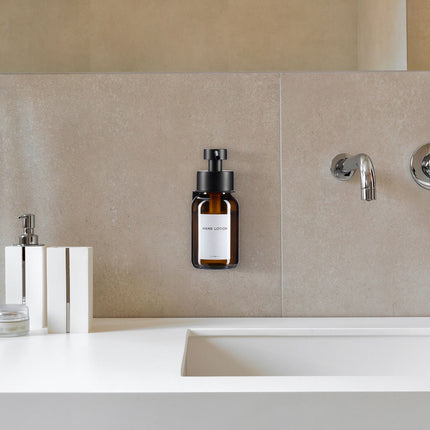 Distributeur de savon mural en verre, ambre, sans perçage