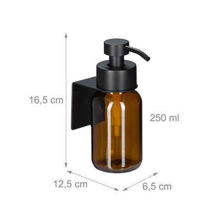 Distributeur de savon mural en verre, ambre, sans perçage