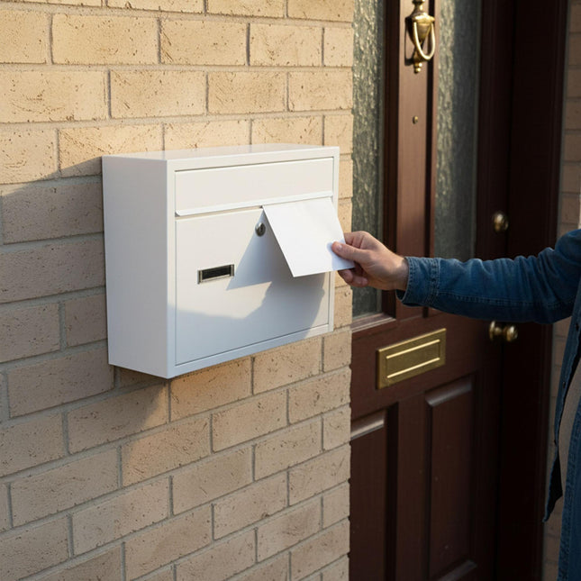 Wandmontierter horizontaler Briefkasten mit Namensschild, abschließbar