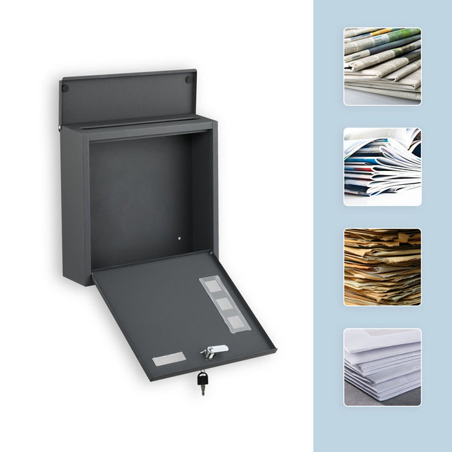 Wandbriefkasten aus Eisen mit Sichtfenstern
