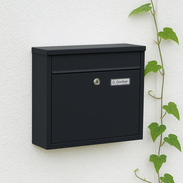 Wandbriefkasten aus Eisen, großer Einwurfschlitz, 4 Schlüssel enthalten
