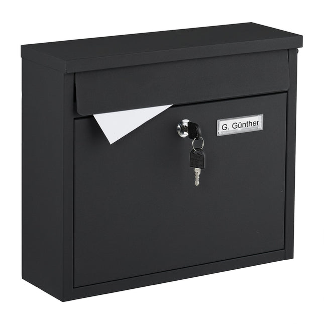 Wandbriefkasten aus Eisen, großer Einwurfschlitz, 4 Schlüssel enthalten