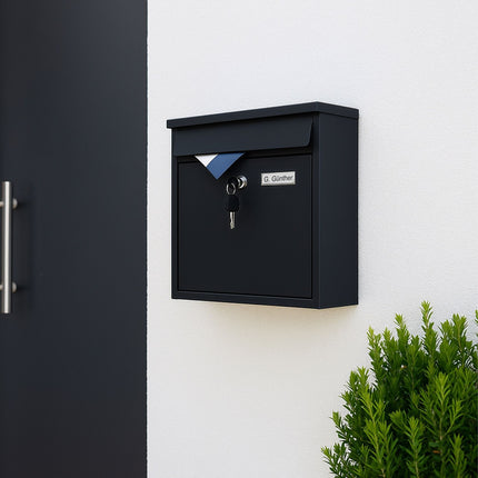 Wandbriefkasten aus Eisen, großer Einwurfschlitz, 4 Schlüssel enthalten