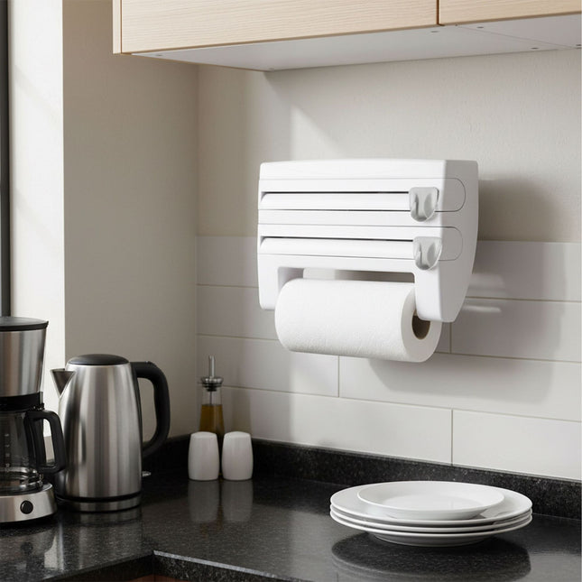 Porte-rouleau de cuisine mural avec coupe-papier aluminium