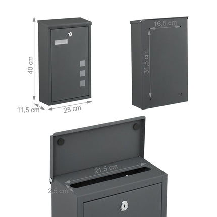 Wandbriefkasten mit Sichtfenstern