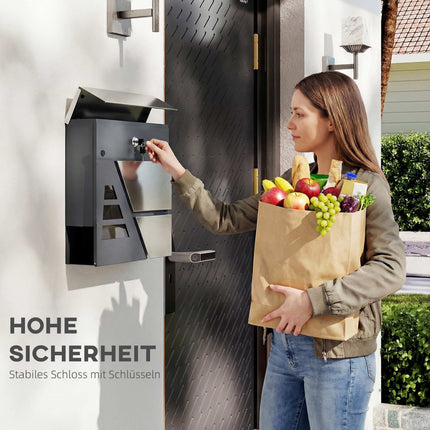 Wandbriefkasten, 13L, geräuschloses Schließen, Dunkelgrau