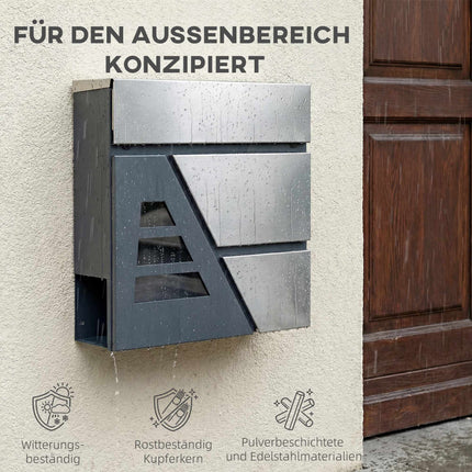 Wandbriefkasten, 13L, geräuschloses Schließen, Dunkelgrau