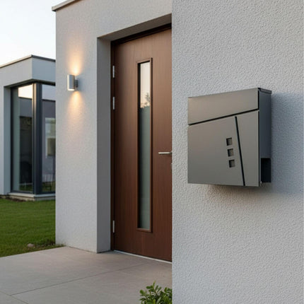 Boîte aux lettres murale avec porte-journaux, résistante aux intempéries