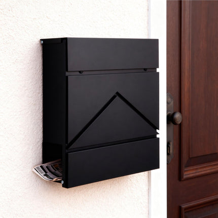 Boîte aux lettres murale en métal avec porte-journaux