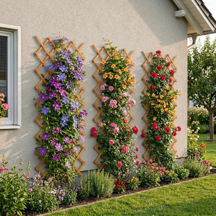 Ensemble de treillis mural pour plantes, 3 pièces extensibles en bois