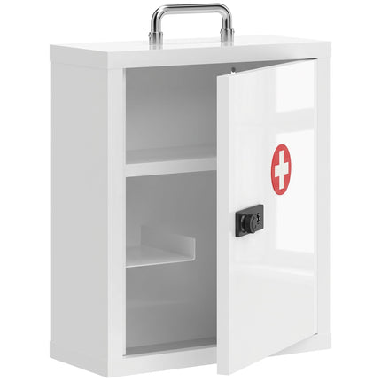 Armoire à pharmacie murale en acier avec serrure à combinaison, blanche