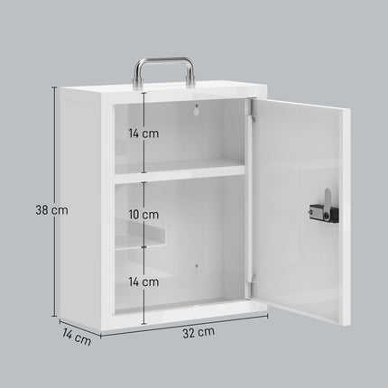 Armoire à pharmacie murale en acier avec serrure à combinaison, blanche