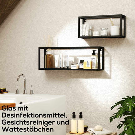 Wandregal-Set aus Stahl, Schwarz, 15 kg Tragkraft